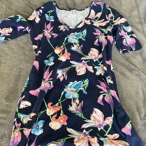 VENUS Floral Long Sleeve Top - Navy and Multicolor